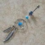 Dream Catcher Belly Ring With Turquoise Bead And..