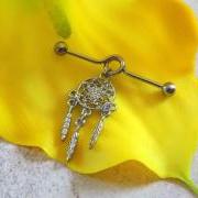 Dream Catcher Cartilage on Industrial Barbell Body Jewelry